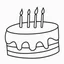 Placeholder: birthday cake, line drawing, cake with pink frosting