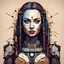 Placeholder: Cyborg Monalisa Quickdraw Maven in Vector spiked art style colorido cuadro con marco de madera