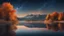 Placeholder: autumn scenery illustration, detailed lake, Nikon z8 camera, Nikon 70-200mm f/1.8 long exposure lens dynamic, starry sky, ultra hd, realistic, vivid colors, highly detailed, UHD design, "Reflective photography"