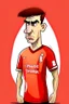 Placeholder: Draw me as a football player in a cartoon style at a 90 degree angle wearing a Liverpool T-shirt