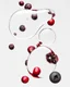 Placeholder: pomegranate seeds behind water drops on a white background