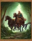 Placeholder: A centaur majestically galloping through the dense forest in the style of gustav dore, fantastical landscape, soft strokes , mythology portrait, classic painting