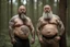 Placeholder: full body two men 50 years old woodcutter in boxer muscular chubby hairy shirtless with many tattooes with a huge bulge , body, long beard, wood background,High detail, very detailed, ultra HD, 8k, cinematic