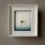 Placeholder: tiny oil painting of single long stem pressed flower, white canvas, moody, vintage, delicate arrangement, beautiful composition, etsy, aesthetic layout, plain solid white background