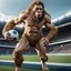 Placeholder: Neandertal jugando fútbol con traje deportivo ultra detallado 8k