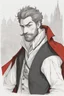 Placeholder: man, medieval, fighter, russian, croocked nose, czar, rich, simple clothes, short messy hair, thick beard, oligarch, leather coat with fur, brocade clothes, pencil drawing,red hair, muscles, background frame, 20 years old