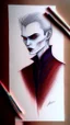 Placeholder: vampire drawing with colored pencils, minimalistic style drawing,