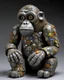 Placeholder: A gray tech elemental orangutan golem designed in Ica stones painted by Gustav Klimt