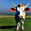 Placeholder: A cow wearing a pantsuit