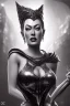 Placeholder: Joan Crawford as evil queen in black leather, busty, cleavage, dominatrix, curvy, angry, stern look. unreal 5, octane render, cinema4d, dynamic lighting, dramatic lighting, 4k, redshift render, highly detailed, hyper realistic,anthropomorphic black wolf long