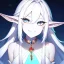 Placeholder: cosmic mage, elf, female, cosmic magic, long ears, white hair, face details, pale skin, jewellery, broad shoulders, sharp ears, cosmic clothes, cosmic eyes, ears shown, the cosmos in eyes, shining eyes, thin face, detailed ears, magical eyes, closed mouth, make up, smiling face, happy face, pointy ears