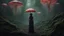 Placeholder: woman in an alien forest with an umbrella made from a jellyfish, photorealistic, Detailed Matte Painting, Deep Colour, Fantastical, Intricate Detail,