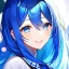 Placeholder: 8k, Girl, high quality, detailed, blue hair, blue eyes, beautiful lighting, vibrant colors, smiling