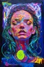 Placeholder: Infinite Intelligence of Existence; Lowbrow, electric neon Post-Impressionist painting