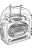 Placeholder: Outline art for coloring page A TINYMITE RADIO, coloring page, white background, Sketch style, only use outline, clean line art, white background, no shadows, no shading, no color, clear