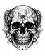 Placeholder: realistic skull tattoo idea, line art, background, vector, svg, black outline on white background, leave plenty of white space beetween lines for coloring, tattoo style, tattoo idea,full body, minimalist