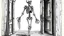 Placeholder: A skeleton, perhaps two, marching forward through a door. Perhaps a cloaked figure is nearby, watching them and controlling them.