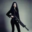 Placeholder: The weirder the better. In a surreal twist of creativity, a 70s gun TV advertisement unfolds, but with a macabre and whimsical touch. Picture this: a goth 24-year-old model, clad in dark attire, holds a rifle with an air of nonchalance. However, the rifle is not a typical weapon; it's a toy character made out of gelatinous slime and jello, reminiscent of a claymation character from a horror movie. The scene transitions to a bizarre setting - a claymation horror movie come to life in burning rain