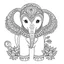 Placeholder: mandala baby elephant, happy, cute animals, full view, realistic, coloring page, only draw lines, coloring book, clean line art, –no sketch, color, –ar 3:4, white background, minimalistic black lines, minimal black color, low level black colors, coloring page, avoid thick black colors, thin black line art, avoid colors, perfect shape, perfect clear lines,