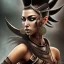 Placeholder: fantasy setting, woman, dark-skinned, middle-east, mohawk haircut