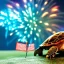 Placeholder: Turtle and Fireworks