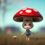 Placeholder: Mushroom head girl and mushroom house, unreal 5, octane render, cinema4d, redshift render, hyper realistic, cenematic, vibrancy, synthwave, retouch, centered, dynamic lighting, dramatic lighting, 4k, highly detailed, attractive beautiful, realistic, epic composition, holographic,