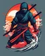 Placeholder: illustration for t-shirt design of a japanese Ninja, vector illustration, optimize for bold lines, vibrant colors suitable for printing, centered, isolated, illustration, vibrant.