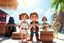 Placeholder: 3D video game characters, star wars, Leia princess, Luke, Han Solo, Chewbacca, Darth Vader, C3PO at the beach in sunshine, tiki bar, cocktails, hearts, waterfall, happiness