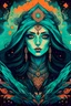 Placeholder: create an abstract impressionist, ethereal, darkly magical lithographic print illustration of an epic female Andalusian sorceress with highly detailed and deeply cut facial features