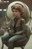 Placeholder: 1910 steampunk girl seat on sphere machanic sputnik