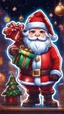 Placeholder: Chibi santa-claus huge big Chocolate in 8k sticker, style of fairy academia, neon lights, intricate details, highly detailed, high details, detailed portrait, masterpiece,ultra detailed, ultra quality