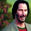 Placeholder: Keanu reeves smiling, in green field, red shirt, realistic eyes, realistic skin texture, unreal engine, 85mm photography