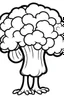 Placeholder: coloring page with broccoli, Very Simple, very Bold outlines, black and white, no shadows,