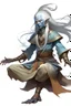 Placeholder: Air genasi from dnd with ashesen skin and asian flowing hair Monk attire with ash giant