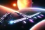 Placeholder: spaceship fleet with thrust and planet