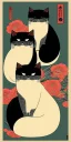 Placeholder:  a group of cats that are on top of each other, a poster by Nōami, ukiyo-e, anime aesthetic, minimalist.