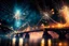 Placeholder: Chain Bridge Budapest, Danube, fireworks in the sky, smoke, dust, reflection at night in starshine