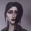 Placeholder: standing goth witch young black hair mascara tears beautiful magic