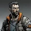 Placeholder: man,, looking serious, comic book, post-apocalypse, grey background