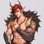 Placeholder: A Young Adult Male. A unique blend of Wood Elf and Red Tiefling features. His handsome face contrasts with the Yakuza dragon tattoos that completly cover his back, arms, and legs. He is wearing a torn coat. A physique that is strong and well-built, resembling a Fighter.