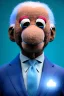 Placeholder: Waist up muppet Portrait, joe Biden as muppet doll, Blue suit retro style, photo studio, blue background, unreal engine 5, concept art, art station, god lights, ray tracing, RTX, lumen lighting, ultra detail, volumetric lighting, 3d.