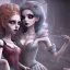 Placeholder: extrem tim burton style of the evil stepsisters, sharp focus, photorealistic eyes