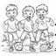 Placeholder: group of boys playing football, for coloring book