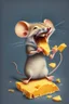 Placeholder: Design of a mouse eating cheese and laughing