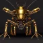 Placeholder: steampunk cybernetic biomechanical robotic bug of death, symmetrical, front facing, 3d model, very coherent symmetrical artwork, unreal engine realistic render, 8 k, micro detail, gold and steel intricate, elegant, highly detailed, digital painting, artstation, smooth, sharp focus, illustration, artgerm, tomasz alen kopera, wlop, unreal engine