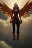 Placeholder: steampunk angel, pale, clouds, golden glow, majestic, heroic