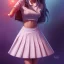 Placeholder: Jenna ortega with school uniform, seifuku, pleated miniskirt, overknee socks, adriana lima, painted by artgerm and tom bagshaw, fantasy art, dramatic lighting, highly detailed oil painting, volumetric lighting