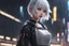 Placeholder: Anime girl in 8k realistic anime drawing style, short white hair, fantasy world, neon moon, black dress, rain, highly detailed, high details, detailed portrait, masterpiece,ultra detailed, ultra quality