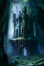 Placeholder: Abandoned scary fortress in the woods fantasy art painterly rpg