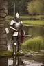 Placeholder: [Medieval] A knight in armour around a pond